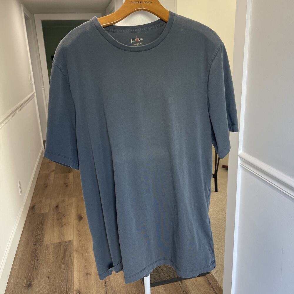 J. Crew Men XL Tall Slate Blue Broken In T Shirt Crew Neck Cotton Short Sleeve